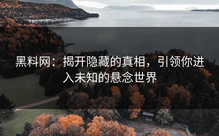 黑料网：揭开隐藏的真相，引领你进入未知的悬念世界  第1张