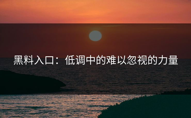 黑料入口：低调中的难以忽视的力量  第1张