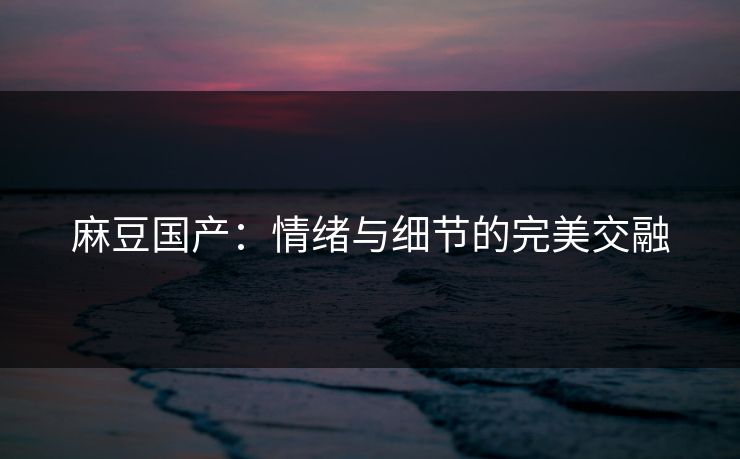 麻豆国产：情绪与细节的完美交融  第1张