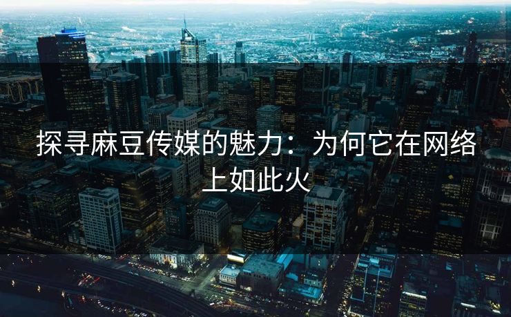 探寻麻豆传媒的魅力：为何它在网络上如此火  第1张