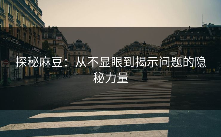 探秘麻豆：从不显眼到揭示问题的隐秘力量  第1张